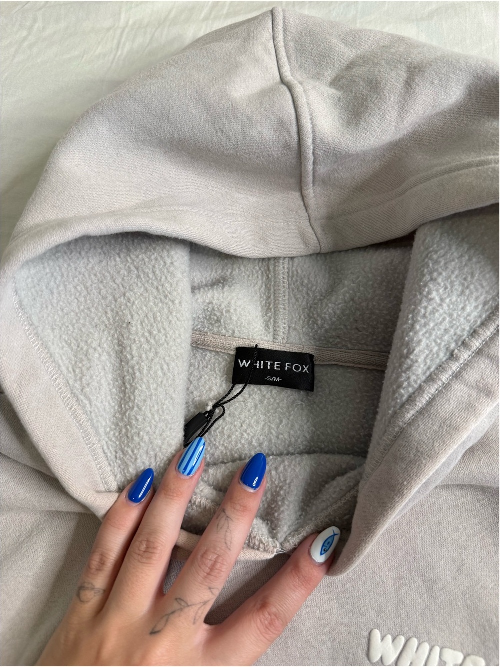 Cream Oversized Logo Hoodie - Women's Top - Picture 3 of 4